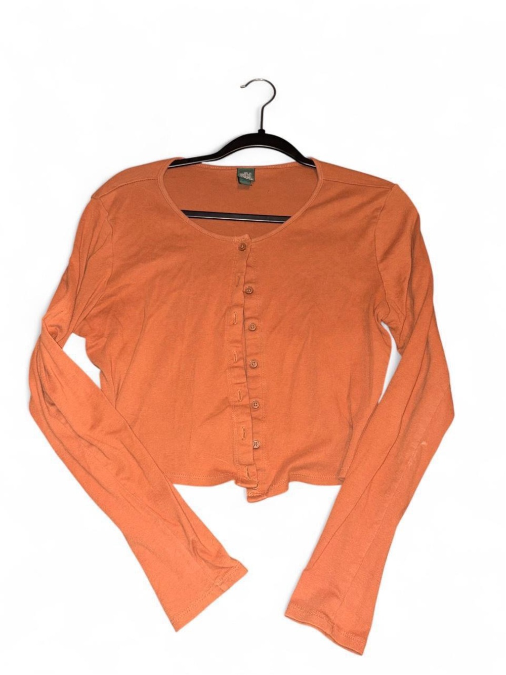 wild fable Orange Long-Sleeve Button-Front Crop Top